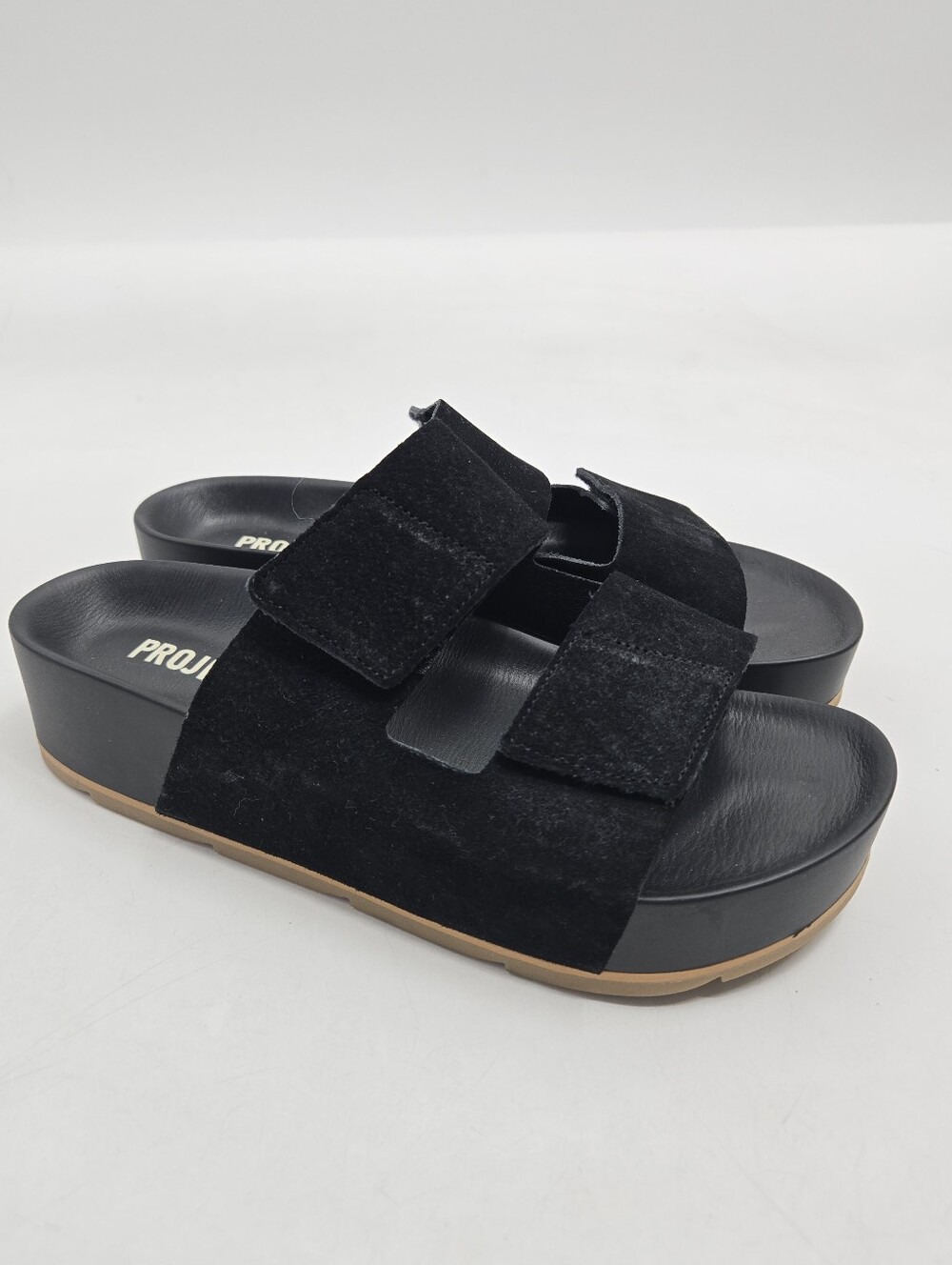 Project Cloud Pismo Platform slide sandals Black Suede Double-Strap